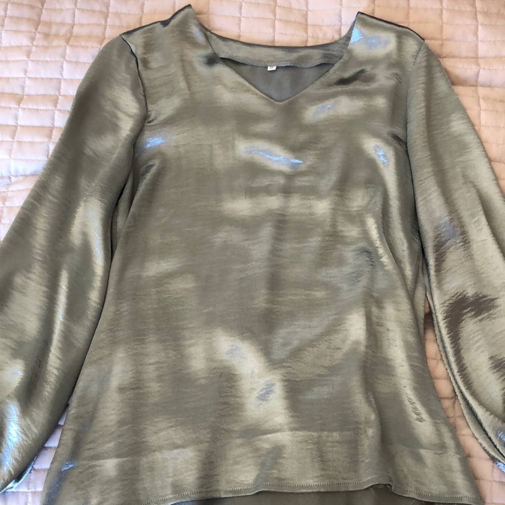 Shimmery aqua blouse
